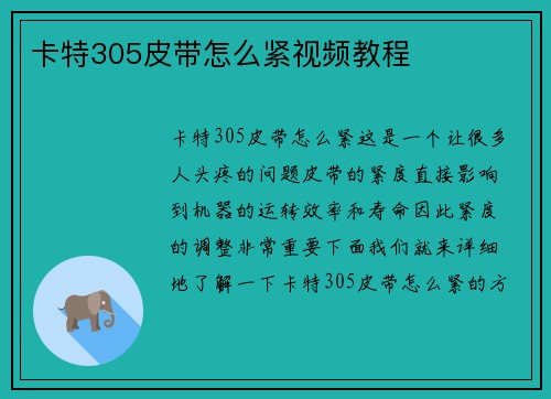 卡特305皮带怎么紧视频教程